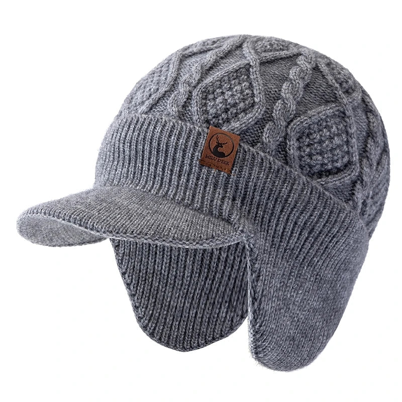 New Unisex Winter Hat Plush Fur Lined Warm Earflap Cap Stylish Soft Beanie Hat Outdoor Thick Ski Sports Knitted Hat Purest Peak